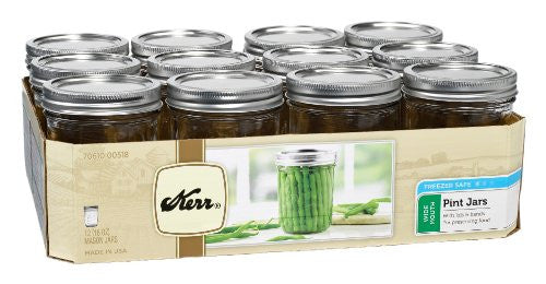 1 Pint (16 oz) Wide Mouth Jars, Set of 12