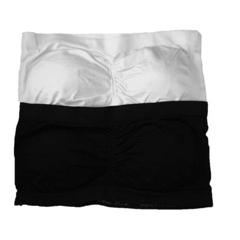 Anenome Women's Strapless Seamless Bandeau Padding (2 or 4 pack),One Size,2 Pk: Black/White