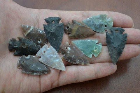 10 Pcs., Assort Agate Stone, Arrowhead Hole Pendants, 1 in. - 1.5 in.
