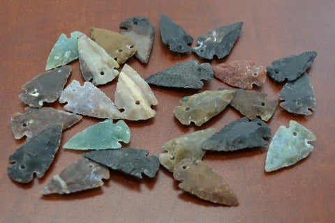 25 Pcs., Assort Agate Stone Arrowhead Hole Pendants, 1 in. - 1.5 in.