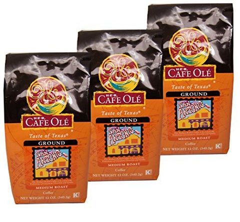 Cafe Ole Ground Taste of San Antonio Medium Roast Coffee 12 Count.