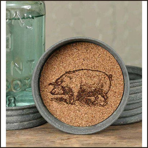 Mason Jar Lid Coaster - Pig