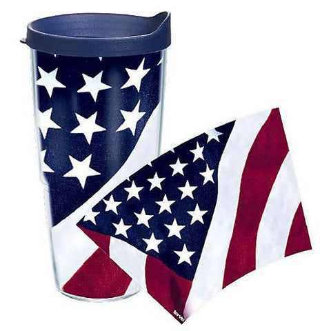 American Flag Wrap with Lid 24oz Tumbler