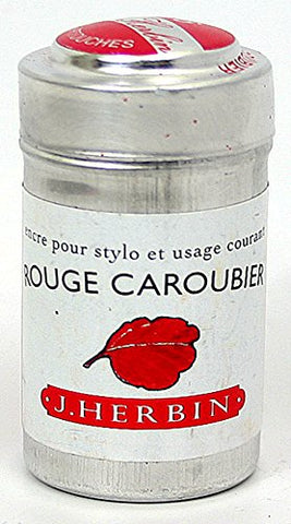 J. Herbin La Perle des Encres Fountain Pen Ink Rouge Caroubie 1 tin of 6 cartridges