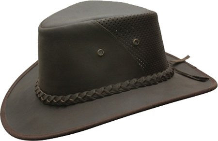 Down Under Leather Breezer Hat - Dark Brown, Large