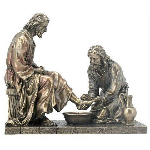 Jesus Washing His Disciple's Feet, Cold Cast Bronze, L8 1/2, W4, H7 1/4