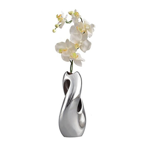 Nambe Pebble Twist Bud Vase with Orchid