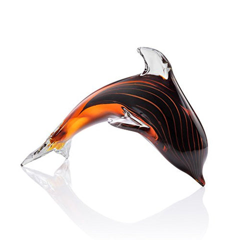 Art Glass Cresting Dolphin, 6.5"H x 11"W x 4.5"D