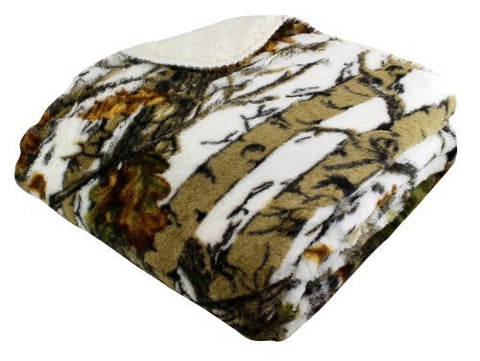 “The Woods” White Licensed Sherpa Mink Throw