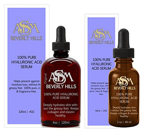 100% PURE HYALURONIC ACID SERUM 2oz/60ml and, 100% PURE HYALURONIC ACID SERUM 4oz/120ml