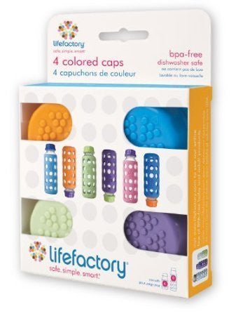 Lifefactory Solid Baby Bottle Colored Cap Set 4-pack