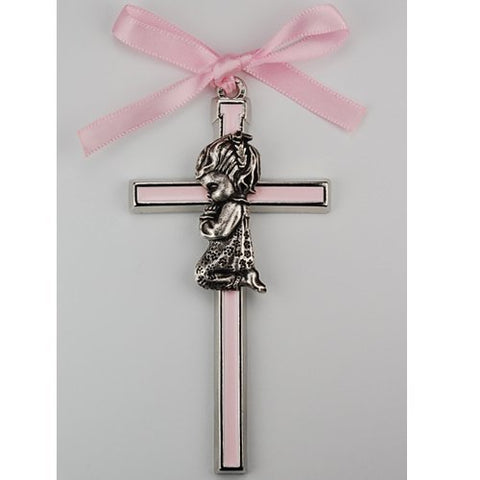 4 1/2" Pink Girl Crib Cross/Carded