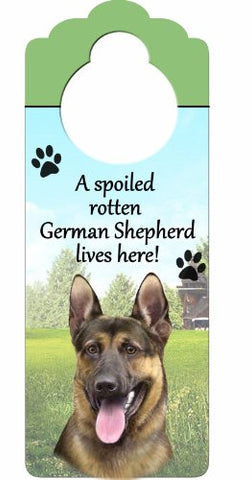 A Spoiled Rotten....Lives Here Wood Plaque - German Shepherd