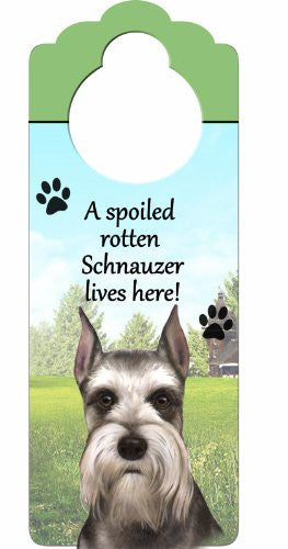 A Spoiled Rotten....Lives Here Wood Plaque - Schnauzer, Cropped