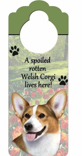 A Spoiled Rotten....Lives Here Wood Plaque - Welsh Corgi