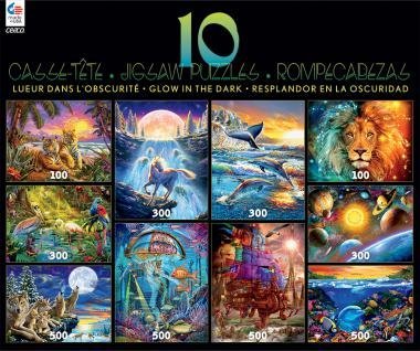 Ceaco 10 in 1, 100/300/500 Piece Multi-Pack Assortment, Glow in the Dark