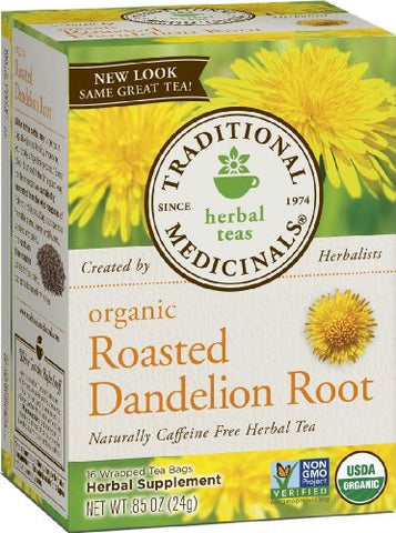 Traditional Medicinals Organic Roasted Dandelion Root, 16-Count Boxes (Pack of 3)