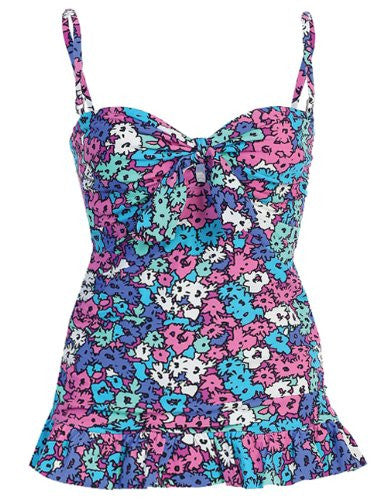 Marina West 2 Piece Bandeau Tankini Swimsuit Set (Daisy / Small)