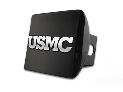 US Marines USMC Emblem on Black Metal Hitch Cover