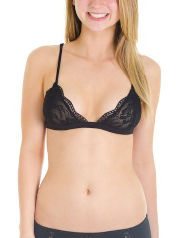 Anemone Women's Full Lace Semi Sheer Bralette Thin Band