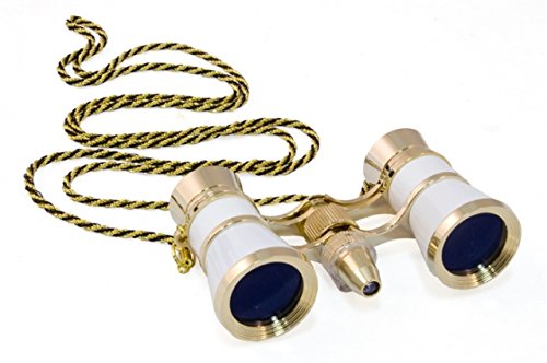 Levenhuk Broadway 325F Opera Glasses - White with LED Light and Chain