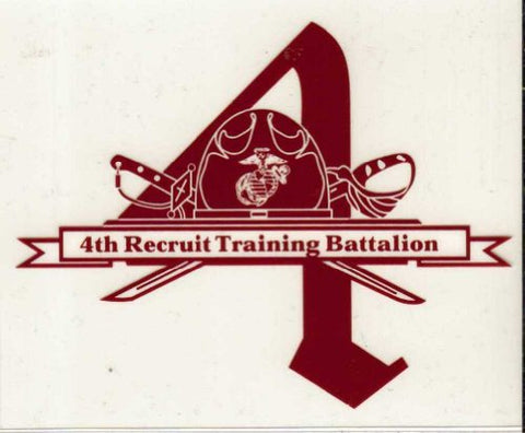 Fourth Recruit with Drill Instructor Cover and Crossed Swords 4.25"x3.5" Decal