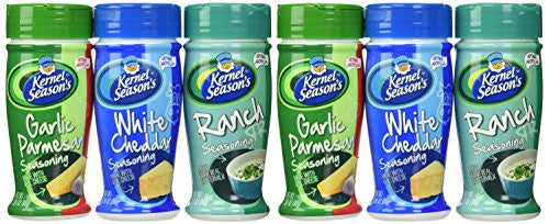 Popcorn Seasoning Variety 6-Pack (2-White Cheddar, 2-Bacon Cheddar and 2-Nacho Cheddar)