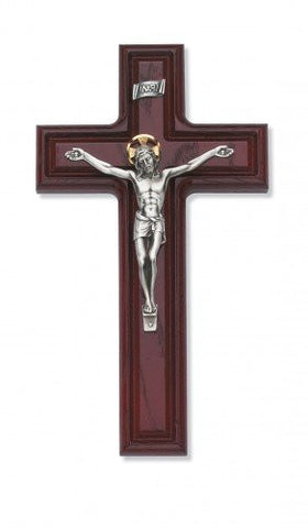 10" Cherry Crucifix W/ Silver Corpus