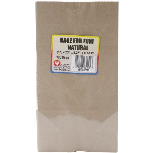 Gusseted Flat Bottom Bags 4.5"X2.5"X8.5" 100/Pkg, Natural/Kraft