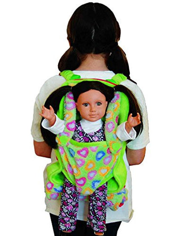 Child's Backpack with 18" Doll Carrier & Sleeping Bag - Green, Accessories For 18" Girl Dolls