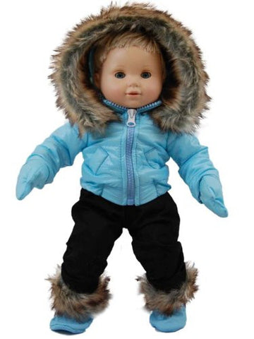 Blue Ski Wear Set, Doll Clothes Fits 15" Baby Dolls
