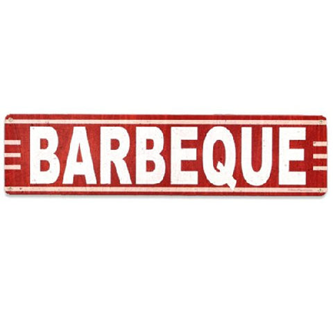 Barbeque metal sign measures 20 inches by 5 inches