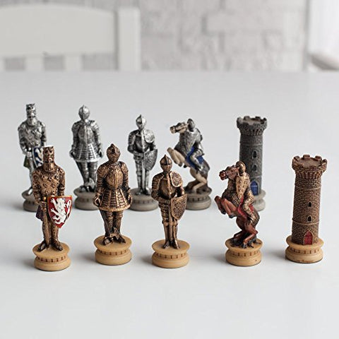 3.25" Knights in Armor Painted Resin Chessmen