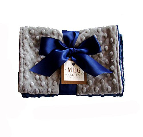 Navy Blue & Gray Minky Burp Cloth Set