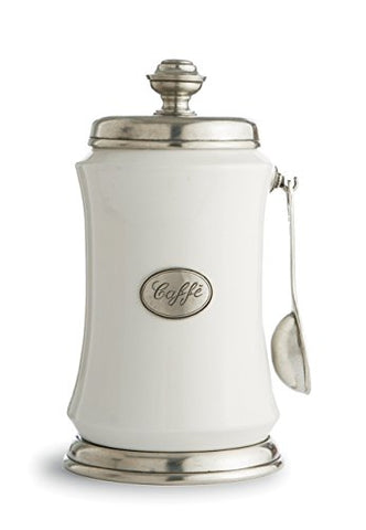Tuscan Coffee Canister With Spoon, 11.5" H x 6.25" D