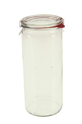 1 L Cylindrical Jar (6 jars w/ glass lids, 6 rings, & 12 clamps)