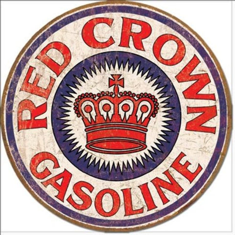 Red Crown Gas Tin Sign, 11.75" Dia