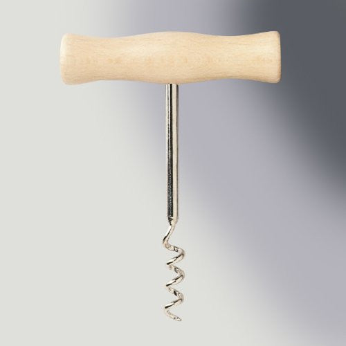 T-Shaped Open Spiral Corkscrew Wine Opener with Pale Beechwood Handle