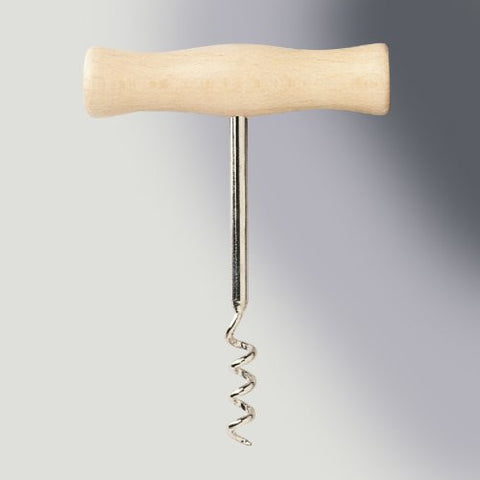 T-Shaped Open Spiral Corkscrew Wine Opener with Pale Beechwood Handle