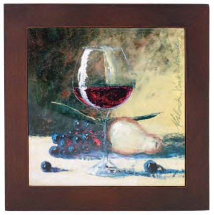 Ceramic Trivet with Wine glass and Fruit Art Image