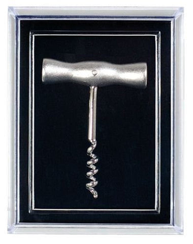T Handle Corkscrew Pin, Silver Plated