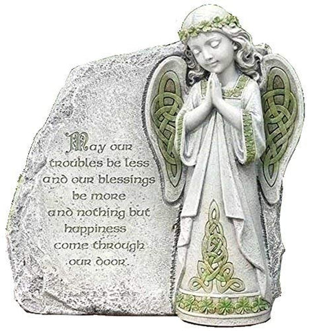 Joseph Studio 9.75" Irish Angel Garden Stone, 9.75"H x 9.5"W x 3.75"D