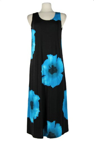 Jostar Women's Stretchy Long Tank Dress Print (W113 Turquoise / X-Large)