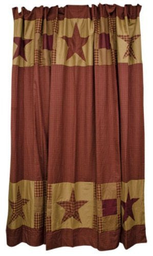 Ninepatch Star Shower Curtain w/ Patchwork Borders 72x72"