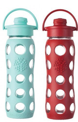 Lifefactory 22 Ounce Flip Cap Glass Beverage Bottles - 2 Pack