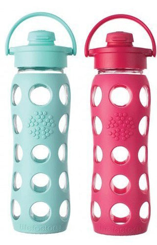 Lifefactory 22 Ounce Flip Cap Glass Beverage Bottles - 2 Pack