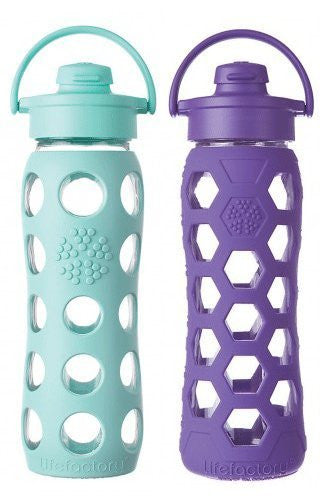 Lifefactory 22 Ounce Flip Cap Glass Beverage Bottles - 2 Pack