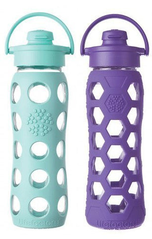 Lifefactory 22 Ounce Flip Cap Glass Beverage Bottles - 2 Pack