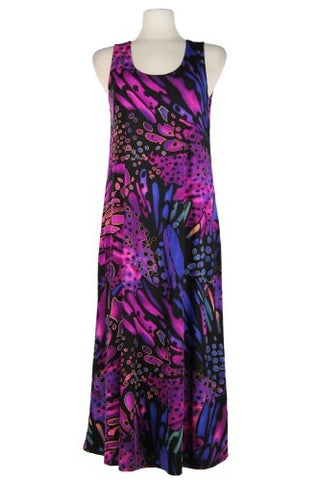 Jostar Women's Stretchy Long Tank Dress Print (W207 Purple / X-Large)