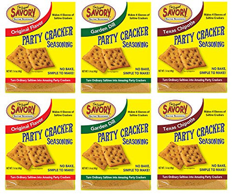 Original-Saltine Seasoning, 1.4oz and Garden Dill- Saltine Seasoning, 1.4oz and Texas Chipotle-Saltine Seasoning, 1.4oz